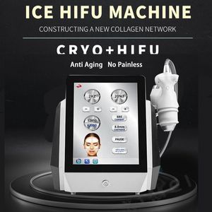 Attrezzatura professionale per la bellezza antietà Ice HIFU Cryo Ultrasound Tech Perdita di grasso Body Sculpting Skin Tightening Rughe Remover Machine con 62000 scatti