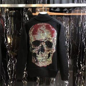 Pullover Herren Totenkopf langärmelige Metallbuchstaben besticktes Leder Plein Plan europäischer Modetrend Rundhalspullover pp4