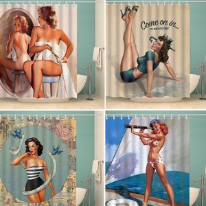 Shower Curtains Customized Anime Sexy 3D Printed Vintage American Girl Beauty Waterproof Polyester Decor Bathroom cortina 220922