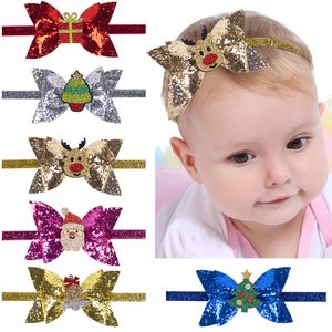OC DW001# Children's Hair Bow Accessories Christmas in Europe and America Bright Pink Butterfly Knot hairs Band