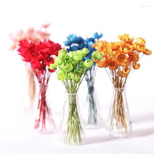 Dekorativa blommor 1/12 Miniature Dollhouse Torkat blomma Glas Vas Model Toys Furniture Decoration