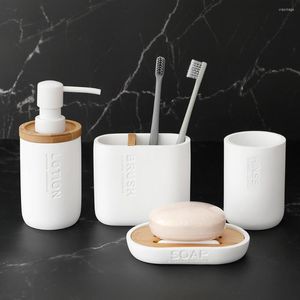 Accesorio de baño Juego de jabón de baño Dispensador de jabón con soporte de cepillo de dientes de bomba Dish Matte Black Accessories