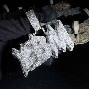 A-Z Nome personalizzato Lettere Collane con ciondolo Fascino per uomo Donna Regalo Brillante Bling Zirconia bianca con catena a corda intrecciata da 3 mm 24 pollici