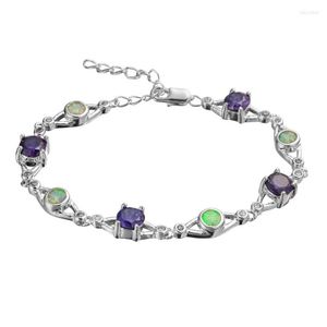 Armreif SHUNXUNZE Charm Weihnachten Hochzeit Armbänder Für Frauen Geschenke Lila Zirkonia Und Weiß Blau Opal Rhodiniert R4048 R4049