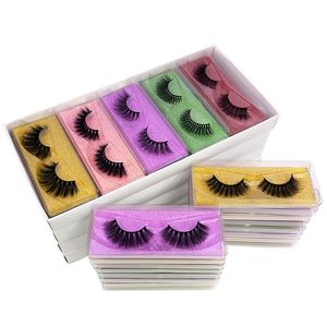3D Color Flash Eyelashes With Box Colored Bottom Card Imiation Mink Lash Eyelash Natural Long Thick Exaggerated Makeup Kit Eyelashes Extension Supply