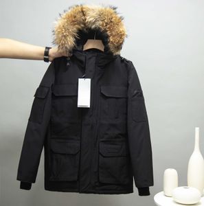 Männer Frauen Daunenjacke Winter Outdoor Parker lange Lederkragen Mütze warm echtes Wolfsfell Stilvolle Bomberjacken Abenteuermantel