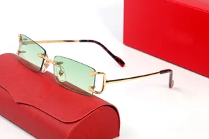 C-Sonnenbrillen, Designer-Herren, rahmenlos, quadratisch, Gold-Finish, Metallrahmen, beschichteter Spiegel, Carti-Brillenschutz, Damen-Sonnenbrillen, Unisex, grüne Stile, Brillen, Lunettes