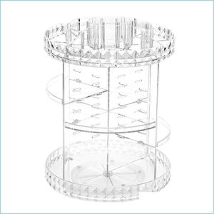 Bathroom Storage Organization 360 Degree Rotation Transparent Acrylic Cosmetics Box Fashion Spin Mtifunction Detachable Makeup Beaut Dhjfd