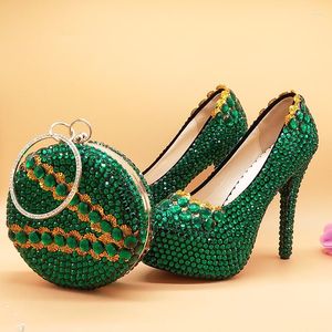 Dress Baoyafang Shoes 117 Green Crystal Womens Wedding and Bags High Heels Platform with Purse Woman Plus Big Size 98673