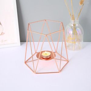 Portacandele Portacandele in ferro geometrico 3D alla moda Portacandele Ornamento Sconce abbinato Decoro minimalista in acciaio tealight