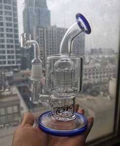 TORO Small 7.9 Inchs Thick Bong Recycler Glass Bongs Hookahs Arm Tree Perc Water Pipe Oil Rigs with banger 14 mm joint