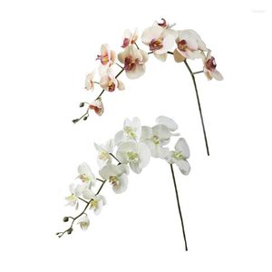 Flores decorativas 11 cabeças de seda orquídea Phalaenopsis Diy Wedding Floral Bouquet Plantas Artificiais Decoração Falsa de Casa 110cm 2022