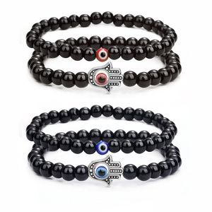 Pärlsträngar mode 6mm natursten pärlor onda blå ögonsträngar pärlstav armband 2 st/set handamde turkiska ögon armband för wo dh8nm