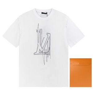 2023ss vår och sommar trend mode kortärmad T-shirt högkvalitativ jacquard lös casual dam män svart vit G4S332