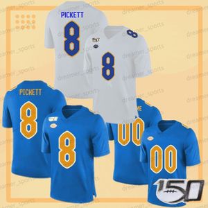 NCAA Pittsburgh 8 Kenny Pickett Football Jersey Panthers College White Blue Mens Jerseys Outdoors Wears Pitts