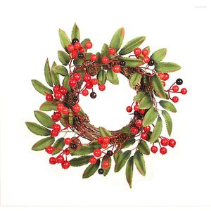 Decorative Flowers Merry Christmas Decor Wreath Pine Cones Foam Fabric Rattan Loops