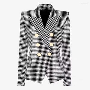 Kadın Suit Moda Blazers Kadın Paltosu Ünlü Siyah Houndoth Plaid Ceketler bayanlar Coats Dışartı Kadın Giysileri S-2XL