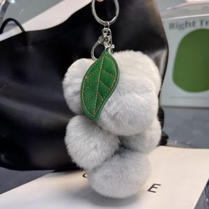 Real Rabbit Fur Pendant Car Hanging Charm Keychain Ornament Grape Purple Grey