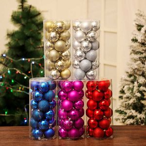 Decorações de Natal 4cm6cm24pcs Decorações de ornamentos para a árvore em casa pendurada bola de bola de ano novo Navidad decoração de festas Y2209