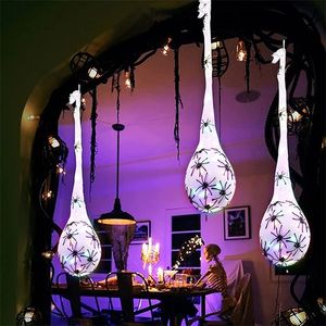 その他のお祝いのパーティー用品ハロウィーンの装飾を掛ける輝くクモの卵バッグホラー装飾屋内照明ポーチツリーウィンドウ220922のハングプロップ