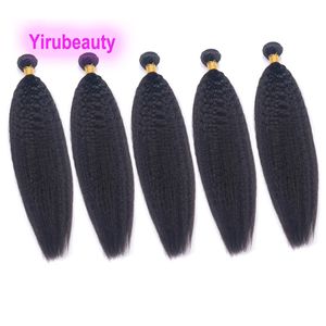 Brasiliansk jungfru dubbel wefts 5 buntar kinky rak yaki 10-30 tum naturlig färg indisk 100% mänsklig hår