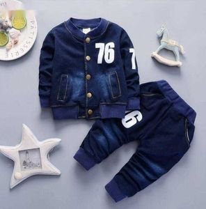 Baby Boys Clothes Set Autumn Spring Infant Tracksuits Toddler Cotton Denim Set Outfits för nyfödda pojkar kläder kostymer