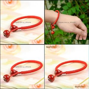 Link łańcuch Nowy moda ręcznie robiona Lucky Pink Blue Bracelets Bead Red String Ceramic Banles Men Kobiety Para biżuterii Akcesoria DHXKV