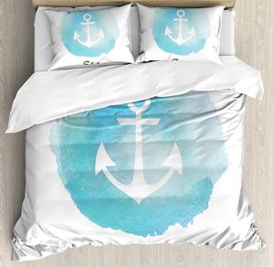 Bedding Sets Anchor Duvet Capa Conjunto Aquarelas Marinha Círculo de Viagem de Viagem de Viagem de Viagem de Viagem de Viagem de Viagem Decorativa Decorativa de 3 Peças Cama