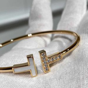 Fashion Double T Bracelet Bangle Set Diamond Fade Rose Gold Sterling Plate Silver Cumplea￱os