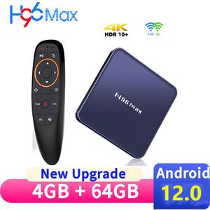 Android 12 H96 MAX V12 RK3318 Akıllı TV Kutusu 4GB 32GB 64GB 2.45G WiFi BT H96Max Medya Player Sesli Asistan Set Üst Kutusu