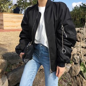 Jackets femininos femininos plus size 5xl Loose Women Solid Zipper Chique Bomber Jacket High Street Coats Moda feminina Harajuku Streetwear