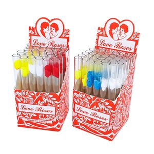 Tubi per fumo Love Rose Glass con fiore in plastica all'interno 36 pezzi in una scatola di accessori per fumatori di pipe per tabacco