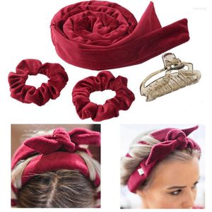Bandanas Women Girls Lazy Bow Tie Hair Curlers med Sleep Curl Artifact Big Wave Rollers Non Thermal Stick Curler Set