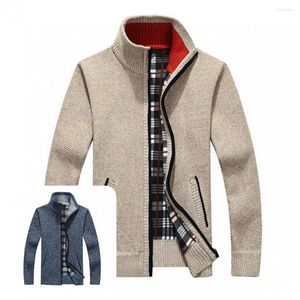 Jackets masculinos 2022 Autumn Winter Sweater Casat Faux Fur Wool Men com zíper grosso Cardigan de malha casual quente e quente