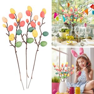 Other Festive Party Supplies Easter Egg Tree Branch Colorful Painting Foam Flower Fake Plant DIY Decoration Wedding Festival Home Vase Decor 220922