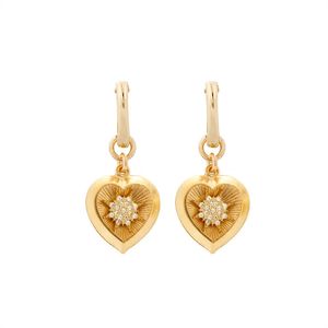 Retro Gold Color Stud Zircon Sun Love Earrings Female French Ins Niche Design Temperament Fashion All-Match Jewelry Accessories