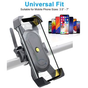 Suporte de telefone de bicicleta 360 ° Visualização Universal Motorcycle Phone para 4,7-7 a 7 polegadas de telefone móvel clipe GPS de suporte à prova de choque