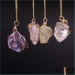 Charms Natural Amethyst Pendants For Charms Halsband Kvinnor M￤n tr￶ja Chain Lemon Quartz Stone Fluorit Diy Jewelry Making 5 5JL K2B DHGSP