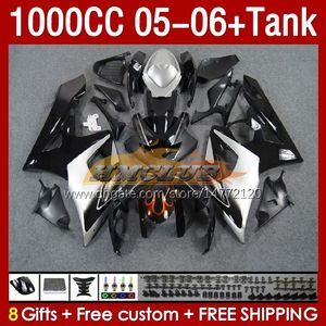 Suzuki GSX-R1000 GSXR1000 GSXR 1000 CC K5 05 06 Bodys 157no.32 1000cc GSXR-1000 2005 2006 GSX R1000 2005-2006 Enjeksiyon Kalıp Uçuşu Siyah Silvery