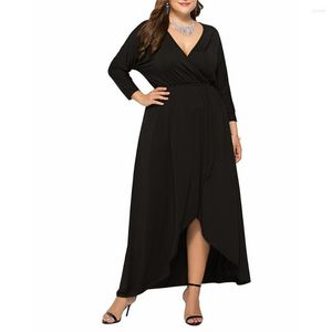 Платья плюс размеры женщины сексуальные v nece long dress cocktail club-weer с длинными рукавами Spiold Slit осень/зимняя винтаж XL- 4xl
