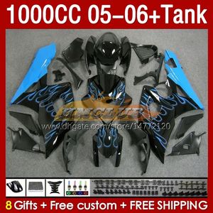 Fairings & Tank OEM For SUZUKI GSX-R1000 GSXR 1000 CC K5 GSXR1000 2005 2006 Body 157No.65 GSXR-1000 GSX R1000 2005-2006 1000CC 05 06 Injection Mold Fairing blue flames