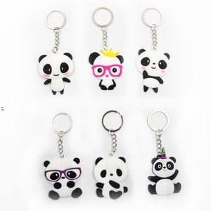 6 Stile Panda Schlüsselschüsse PVC Silicon Cartoon Schlüsselbund Anhänger kreativer Geschenk Key Chain Keyring LSB15684