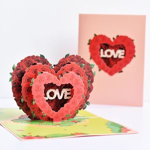 Suministros de fiesta de la tarjeta de amor emergente de la fiesta del día de San Valentín Aniversario 3d Tarjetas de felicitación para parejas Esposa Handmade Gift 20220924 Q2