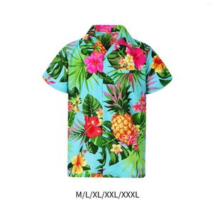 Mäns avslappnade skjortor herr hawaiian t shirt toppar blus kort ärm tryckt färgglad ljus blommig funky tropisk för semesterläger segling