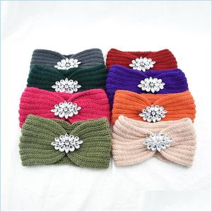 Headbands Knitting Rhinestone Hair Band Ear Protection Warm Weave Headband Women Lady Fashion Accessories Headbands Colourf Outdoor 4 Dhy9X