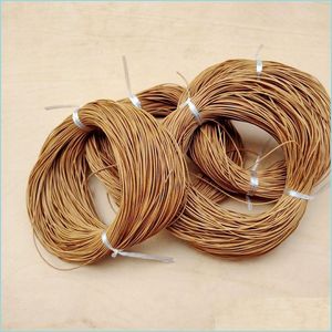 Cord Wire 5 Meter Natural Color Real Genuine Leather Cord Round Rope String For Diy Necklace Bracelet Jewelry Dia 1 1.5 2 M 1954 Q2 Dh6Gx