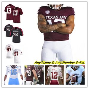 Футбольные майки Texas AM Aggie College Футбольные майки Haynes King Max Johnson Devon Achane Ainias Smith Evan Stewart Yulkeith Brown Chris Russell Jr. Johnny Manziel Mike Evans 4xl