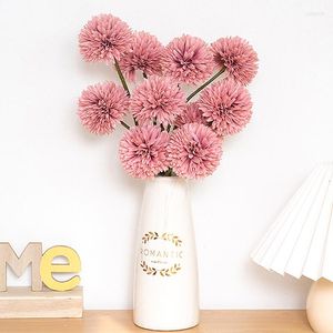 Flores decorativas 5 peças Flor artificial Bola de espinhos Crisântemo Hidrangea Home Wedding Garden Party Fake Plant Decoration arranjo