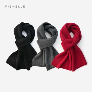 Scarves luxury cashmere knitted scarves solid color red gray blk women or men winter scarf adults warm thick wool kids children Y2209