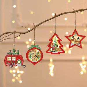 Decorazioni natalizie illuminazione a legno capessanti pendenti albero star ciondolo brillante decorazione per le forniture per la casa